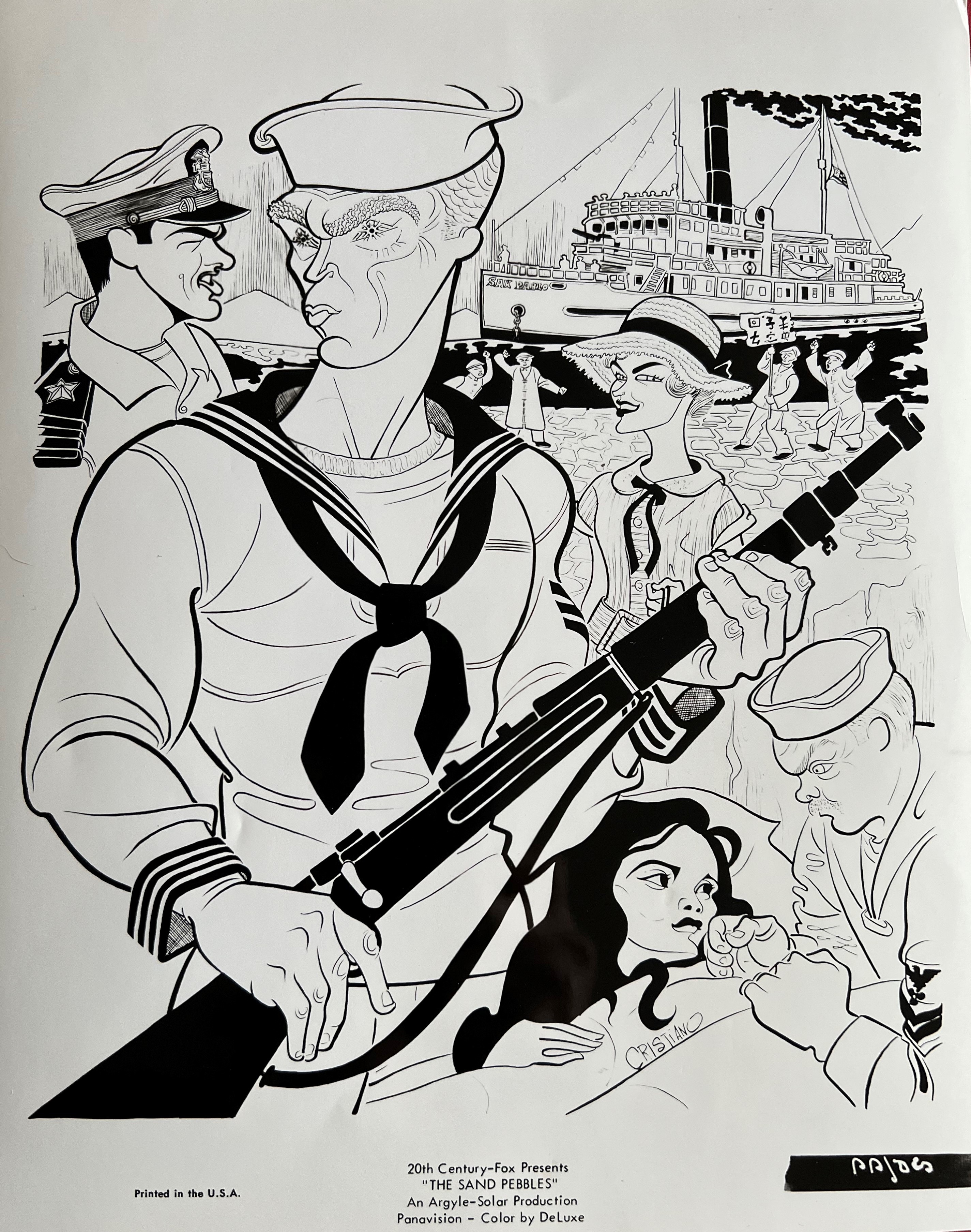 The Sand Pebbles Caricature 1A, courtesy of Steven Bryon